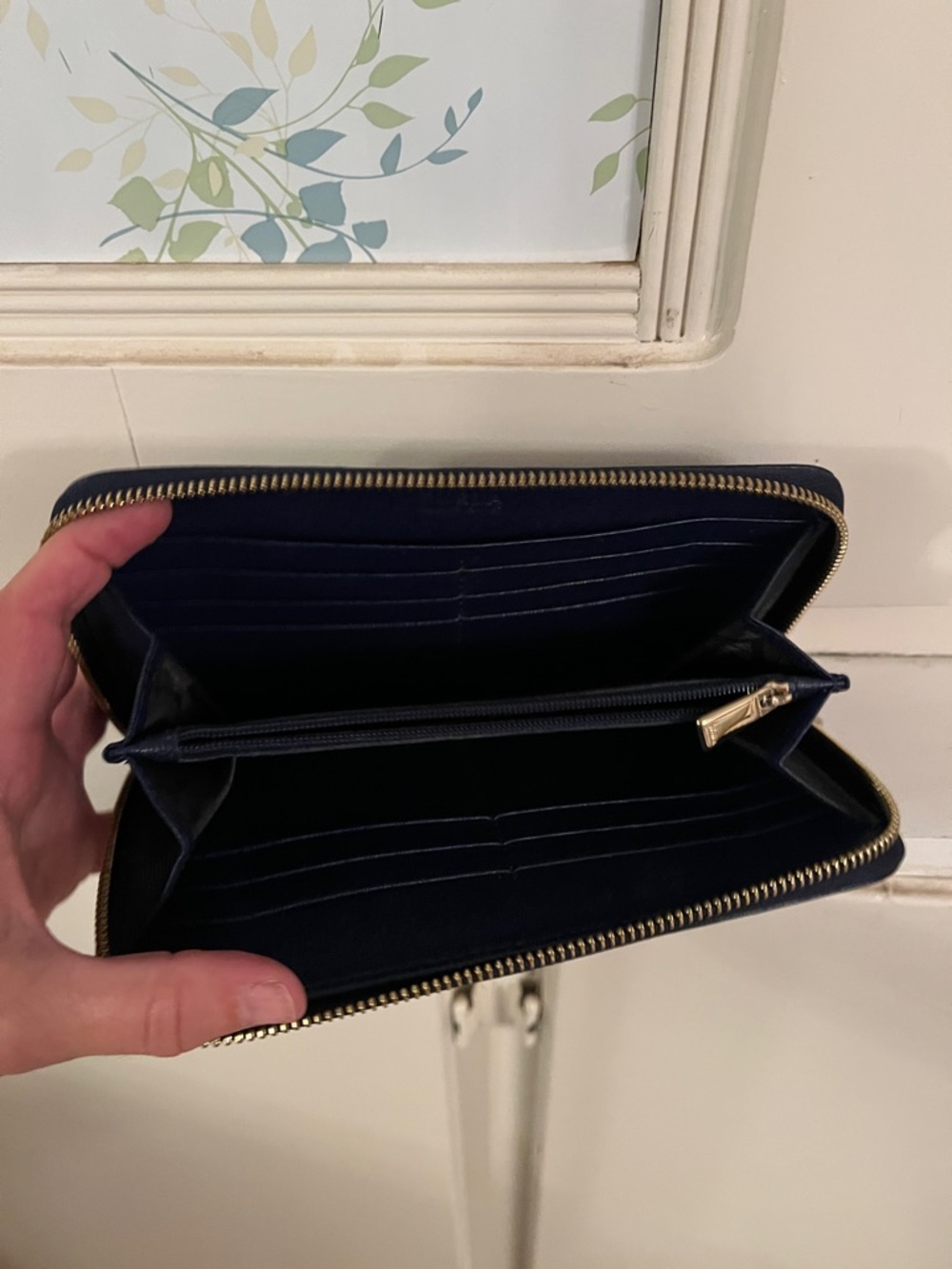 Furla Navy Saffiano Leather Zip Wallet - Picture 3 of 9
